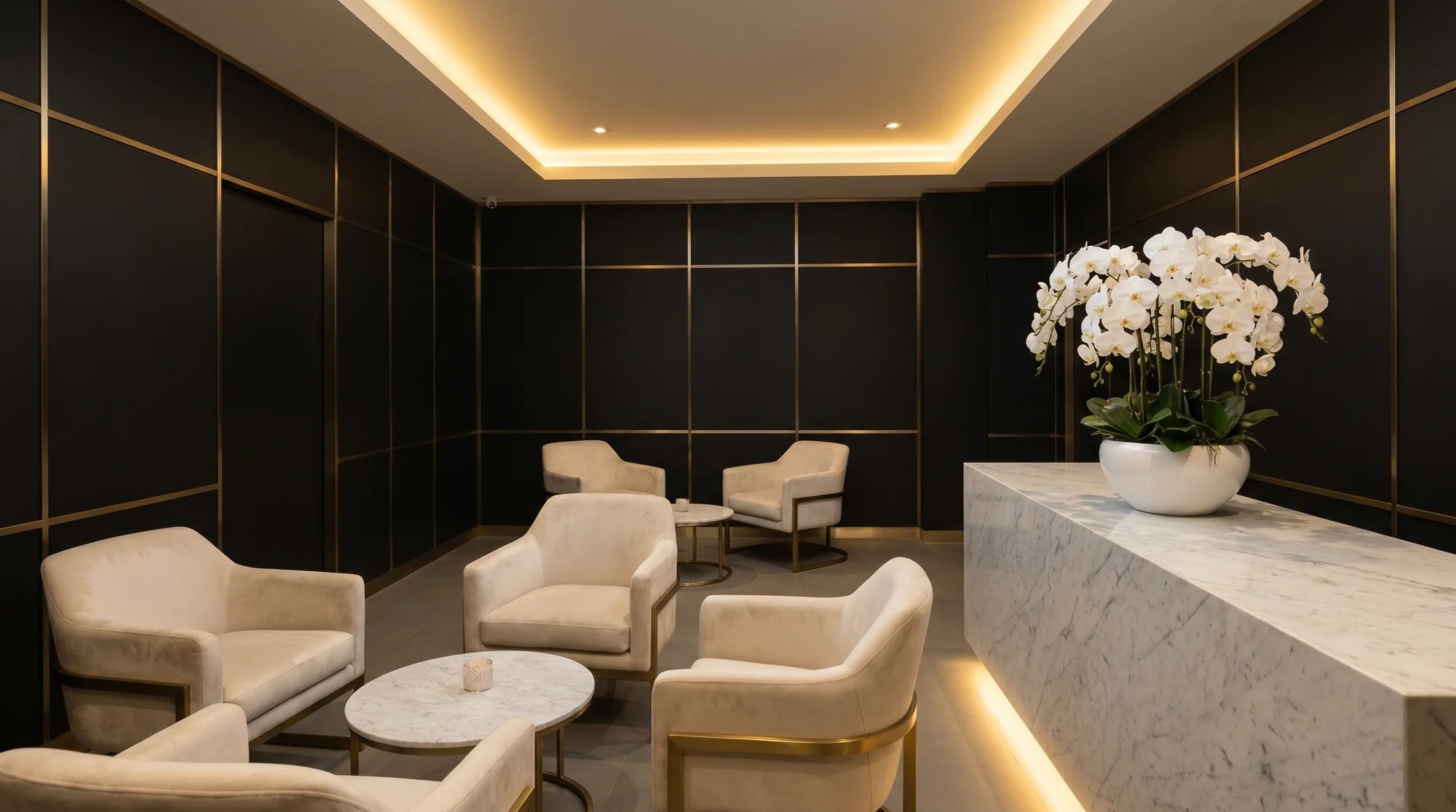 Welcoming spa lounge at Blissful Touch where direct billing is handled